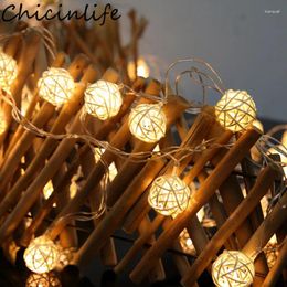 Party Decoration Chicinlife 1Set Rattan Ball LED String Lights Birthday Warm White Fairy Light Holiday Wedding Home Christmas Garland Decor
