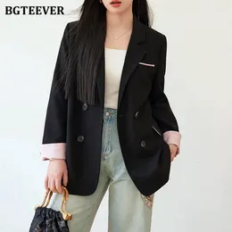 Women's Suits BGTEEVER Vintage Loose Double Breasted Ladies Blazer Jackets Elegant Long Sleeve Women Coats Spring Female Outwear