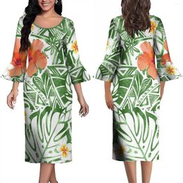 Party Dresses Summer Long Sleeve Dress Polynesian Ladies Elegant Ruffled Cuff Design 2024 Custom Patterned In Quality Fabrics