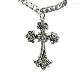 Pendant Necklaces Vintage Baroque Christian Necklace For Women Man Silver Colour With Crystals Gothic Crucifix Symbol Unisex Jewellery Dropship