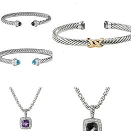 Twisted Bracelet Necklace Sliver Bangles Diamond Bracelets Cross Pearl Chains Jewellery Women Fashion Versatile Twist Platinum Plated Hot Sales 264c