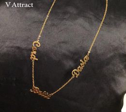 V Attract Custom Three Name Necklace Women Personalised Jewellery Friends Gold Multiple Names Handmade Bijoux Collier Femme CX25628792