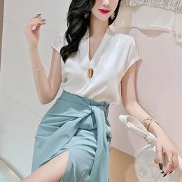 Work Dresses High Waist Split Strap Wrap Hip Two Piece Half Length Skirt Set Women A-line 2024 Spring/Summer Korean Edition Sexy Fashion