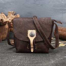 Bag Shoulder Women's 2024 Leather Retro Small Square Baotou Layer Cowhide Embossed Messenger