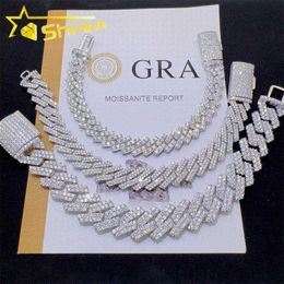 Billigt grossistpris Sterling Silver Iced Out Diamond VVS Moissanite Cuban Link Armband 199T