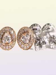 Bling Diamond Earrings White Gold Plated Shiny Round CZ Stone Studs Earrings Nice Gift for Girls Women1262884