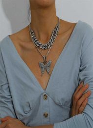 Necklace Diamond Pendant Rhinestone Chain Women039s Tennis Butterfly Crystal Jewelry7699502