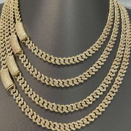 Hip Hop Rapper Cuban Link 8mm 10mm Double Row Moissanite Iced Out Chain Necklace