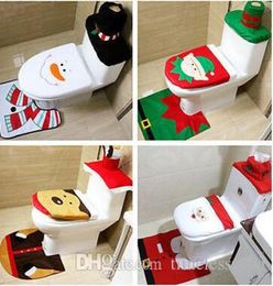 New Year Gift Happy Christmas Santa 4 Styles Toilet Seat Cover Rug Bathroom Set Christmas Decorations9089066