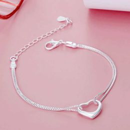 Chain 925 Sterling silver heart bracelets for women fashion designer party wedding engagement Jewellery birthday gift 20CM H240504