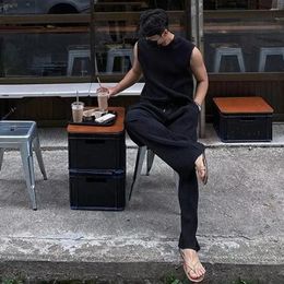 Men's Tracksuits Sports Vest Pants Set Men Suit Summer Casual Tank Top Wide Leg With Drawstring Waist Sleeveless For