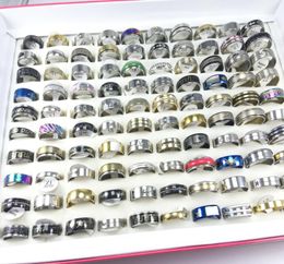 Whole 100 pcslot stainless steel rings fashion jewelry party ring weeding ring mixed random style9443612