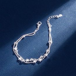 Chain Fine luxury 925 sterling silver charm stars chain Bracelets for women party Wedding engagement Jewelry gifts 20cm H240504