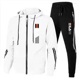 Men's Hoodies 2024Mens Tracksuit Zipper Sweatpants 2-Piece Set Autumn Winter Male Daily Casual Sports Jackets Jogging Suit Tops Or Pan