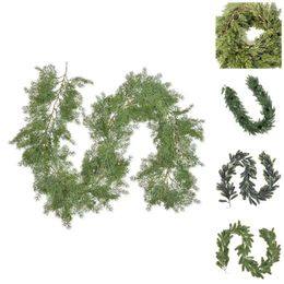 Decorative Flowers 200cm Christmas Garlands Artificial Faux Greenery Pine Garland Vine Wall Hanging Vines For Holiday Backdrop Arch Decor