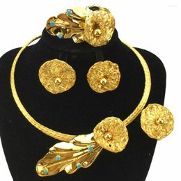 Necklace Earrings Set Luxury Brazilian Simple Style Quality African Bride Jewellery Light Weight Flower For Women Party Gifts FHK18194