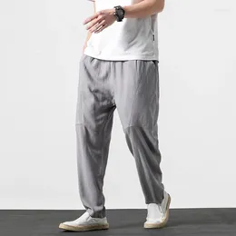 Men's Pants 2024 Japanese Thin Linen Casual Youth Cotton And Bloomers Large Size Loose Wide Leg