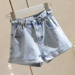 Women's Jeans High Waisted Denim Shorts Women's Loose Fitting Summer Floral Bud Curly Hem Shows Thin Wide Leg A Line Pants Fashion
