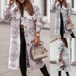 Women's Jackets Fleece Jacket For Women Mid-Length Coat Leisure And Fashion Trench Suit Plaid Pullover No Hood