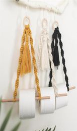 Cotton Rope Curtain Tiebacks And Toilet Paper Dispenser Boho Style Home Decor Wall Mount Tissue Roll Storage Holder Hooks Rails23540674