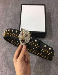 Top quality Pearl Belt for Women Men with Original Box Diamond Tiger Buckle Real Leather Wasit Strap Top Quality Cowskin Girdle Be2707363