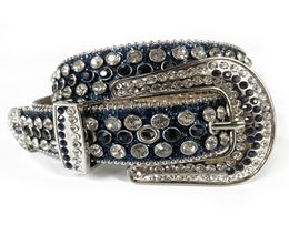 Western Fashion Men Rhinestones Belt Quality Cowboy Bling Bling Crystal Studded Design Leather Belt Removable Buckle2681155