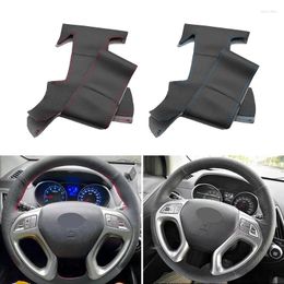 Steering Wheel Covers Hand Braid Perforated Microfiber Leather Car-styling Inner Cover For Tucson Ix35 2011 2012 2013 2014 2024