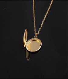 10pcslot Stainless Steel Mirror Polish Round Po Picture Frame Locket Necklace 3 Colors Jewelry 45cm J121815799455308372