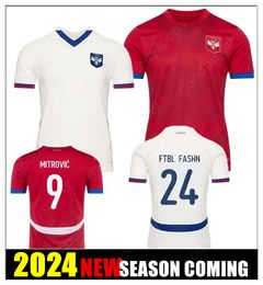 2024 SERBIA Soccer Jerseys SERGE J Srbija VLAHOVIC MITROVIC PAVLOVIC TADIC MILENKOVIC ZIVKOVIC Football Shirt 2023 uniforms SERGEJ EURO