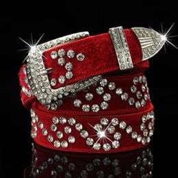 New trendy fashion luxury designer belt super glittering diamond zircon flower fur woman statement leather belt 110cm 3 6 ft 16 models 279L