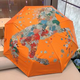 Luxury Umberllas Flower Horse Print Bordered Solid Color Umbrellas Brand Automatic Umberlla