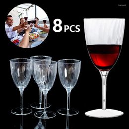 Disposable Cups Straws 8PCS Plastic Wine Champagne Glasses Flutes Wedding Shower Toasting Party Supply Clear Drinkware Clean Hygienic