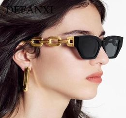 Sunglasses Vintage Cat Eye Black Small 2022 Men Women Fashion Brand Metal Thick Chains Legs Design Hip Hop Sun Glasses Oculos9060089