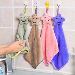 Hoomall 1pc Cartoon Kitchen Bathroom Cute Hanging Soft Absorbent Cloth Smile Star Hand Towel Dish Cloth Baby Kids Wipe Hand 306g