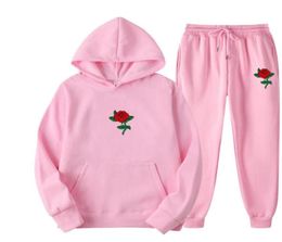 Men039s Tracksuits Men39s Hoodies Suit Rose Flower Tracksuit Sweatshirt Fleece Sweat Pants Jogging Homme Pullover 3XL Female7116985