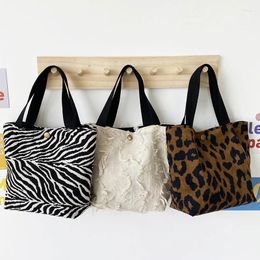 Shoulder Bags Ladies Canvas Bag Women Simple Zebra Pattern All-match Tote Retro Leopard Print Eco Friendly Picnic Lunch Box For Girls