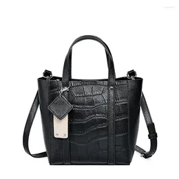 Shoulder Bags Women Bag Genuine Leather Handbag Fashion Large Space Bucket Crocodile Pattern Multifunction