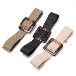 Belts Simple Bohemian Wide Belt For Women Straw Buckle Decoration Dress Casual Female Braided Strap Jade Accessories