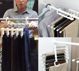 Magic Clothes Hanger Stainless Steel Tube Pants Rack Retractable Clothes Trouser Holder Storage Hanger Home Organizer8729482