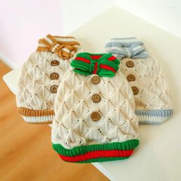 Dog Apparel Winter Pet Cat Clothes Warm Sweater Buckle Bowknot Knit Clothing Coat Christmas Puppy Hoodie Small