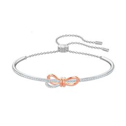 neckless for woman Swarovskis Jewelry Matching Rose Gold Two Tone Bow Knot Pulling Bracelet Womens Swallow Element Crystal Bracelet