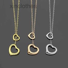 Brand Fashion T-Heart Necklace New Product Luxury Hollow Out Single Double Love Pendant Necklace 18k Gold High Quality Designer Necklace Jewellery