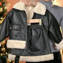 Clothing Sets Girls' Autumn Set Winter Baby Plush Leather Suit Style Thickened And Warm Children's Foreign Jacket