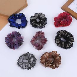 Hair Clips Elegant Crystal Beads Intestine Ring Eugen Yarn Accessories For Women With High Grade Styles Luxury Headflower H907