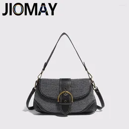 Totes JIOMAY Vintage Commute Shoulder Bag Designer Luxury Casual Denim Tote Portable Purse Crossbody Sporty Y2k