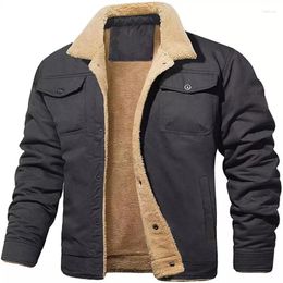 Men's Jackets 2024 Autumn And Winter Youth Work Clothes Plush Jacket Cotton Washed