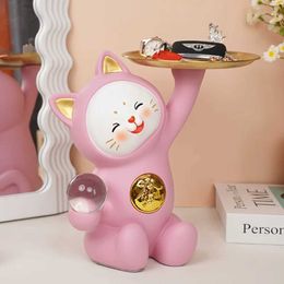 Decorative Objects Figurines Home Ornaments Living Room Storage TV Cabinet Desktop Home Decorations Lucky Cat Sculpture Gift Resin Statue Craft Home Decor T240505