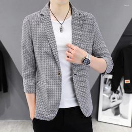 Men's Suits Summer Casual Seven-point Sleeve Suit Fashion Mid-sleeve Handsome Jacket Thin Small