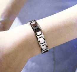 New Healing Magnetic Bracelet MenWoman Titanium steel 2 Health Care Elements Magnetic Tourmaline Rose Gold Bracelet Hand Chain5187279