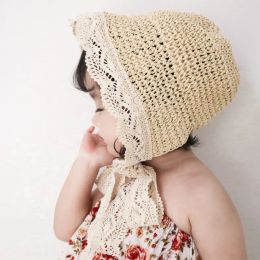 20pcs/Lot Cute Lace Girls Straw Hat Summer Bow Girls Boys Słońce Cap Ogólna ochrona przed słońcem Dzieci Fisherman Hat Beach Panama Caps